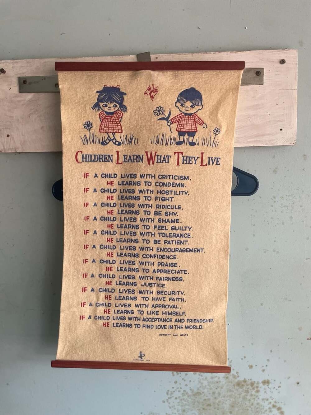Vintage Children Learn What They Live Banner Wall Hanging